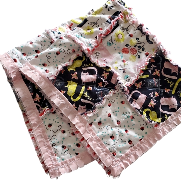 NEW Homemade Newborn Rag Quilt Security Blanket/ Doll Blanket /Pet Blanket - Picture 9 of 13